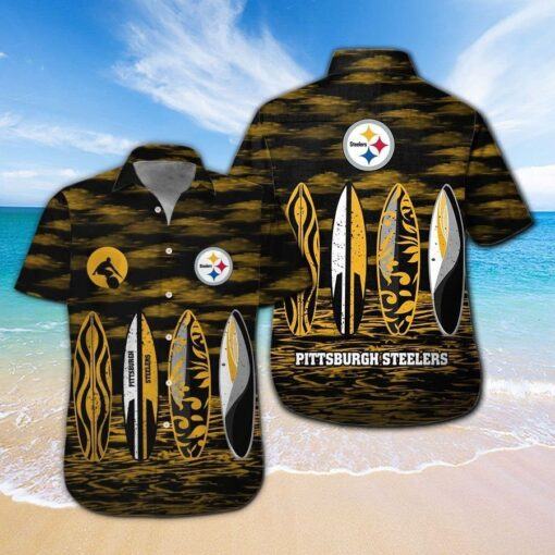 Pittsburg Steelers Short Sleeve Button Up Tropical Hawaiian Shirt VER08