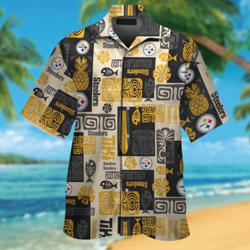 Pittsburg Steelers Short Sleeve Button Up Tropical Hawaiian Shirt VER09