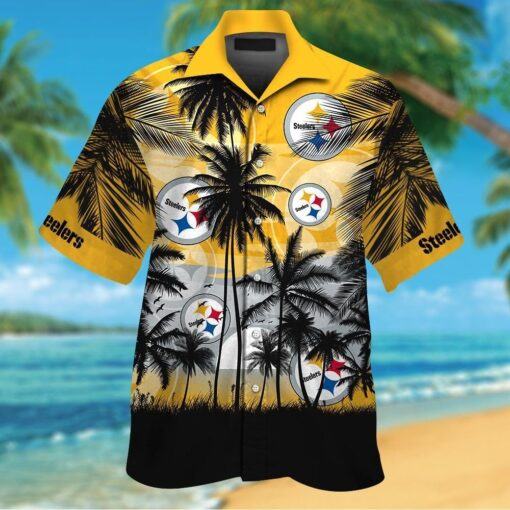 Pittsburg Steelers Short Sleeve Button Up Tropical Shirt Hawaiian Shirt