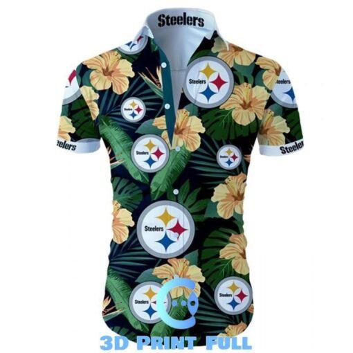 Pittsburg Steelers Tropical Flower Hawaiian Shirts White Men