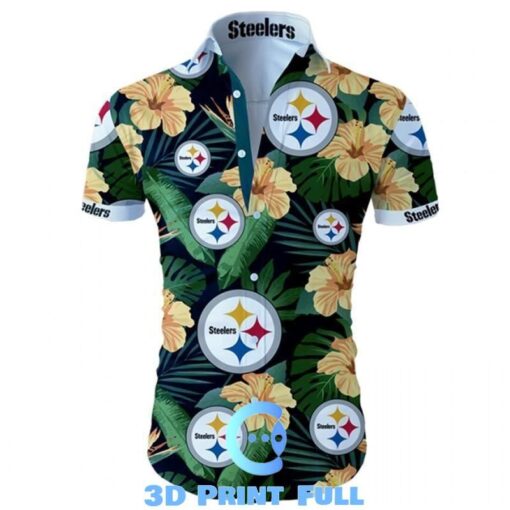 Pittsburgh Steelers Tropical Flower Hawaiian Shirts White Men