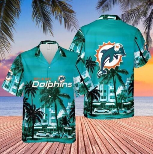 Miami dolphin hawaiian shirt, aloha, retro 90s style miami city, loose style