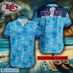 NFL Super Bowl 2024 Kansas City Chiefs Blue Luau-EDITION High-Quality All Over Print Hawaiian Shirt For fan Custom Name