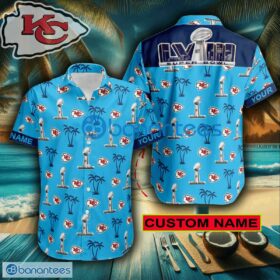 NFL Super Bowl 2024 Kansas City Chiefs Blue Luau-EDITION High-Quality All Over Print Hawaiian Shirt For fan Custom Name