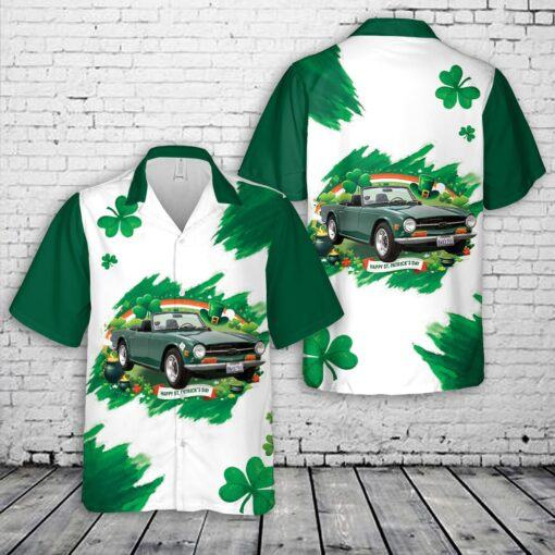 Triumph TR 6 1969 Green, St Patrick?s Day Hawaiian Shirt 2024