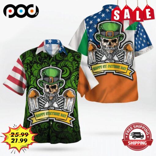 Happy St. Patrick?s Day Ireland American skull Hawaiian Shirt