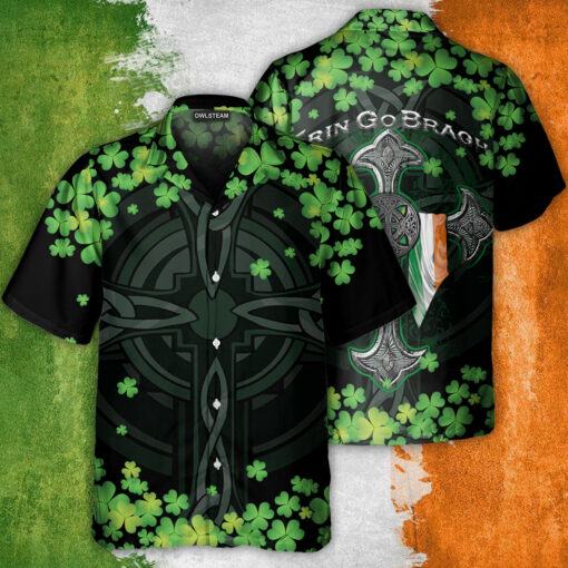 Irish St Patrick?s Day Hawaiian Shirt Irish Erin Go Bragh American Flag Clover