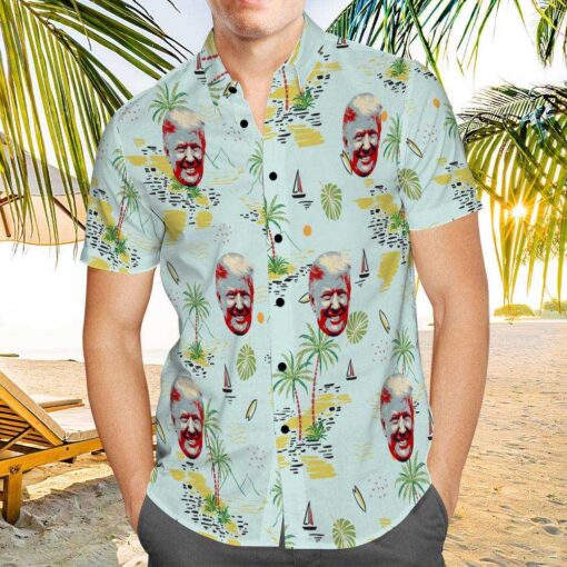 Trump 2024 Hawaiian Shirt Custom Photo Hawaiian Shirt Chinoiserie Beach Print Hawaiian Shirt
