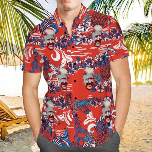 Trump 2024 Hawaiian Shirt Custom Photo Hawaiian Shirt Vintage Floral Pattern Hawaiian Shirt