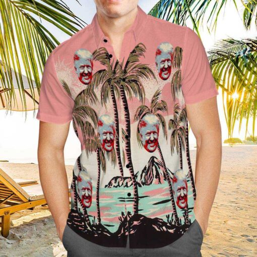 Trump 2024 Hawaiian Shirt Custom Photo Hawaiian Shirt Pink Coconut Grove Hawaiian Shirt