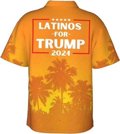 Latinos for Trump 2024 Donald Trump 2024, Men's Print Button Down Short Sleeve Hawaiian Vacation Shirt