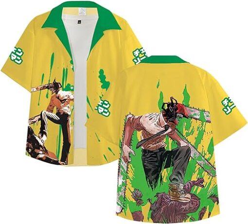 Anime Chainsaw Man Single-Breasted hawaiian Shirt v2