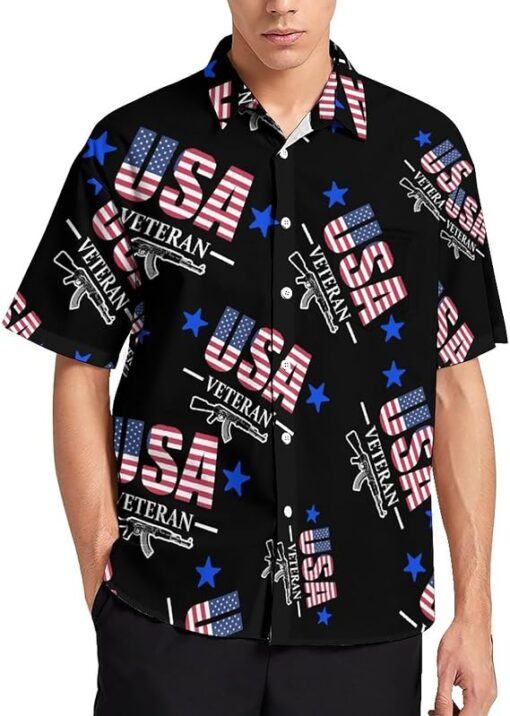 4th Of July Independence Day USA flag Hawaiian Shirts, Short Sleeve Button Down Beach Hawaiian Shirts