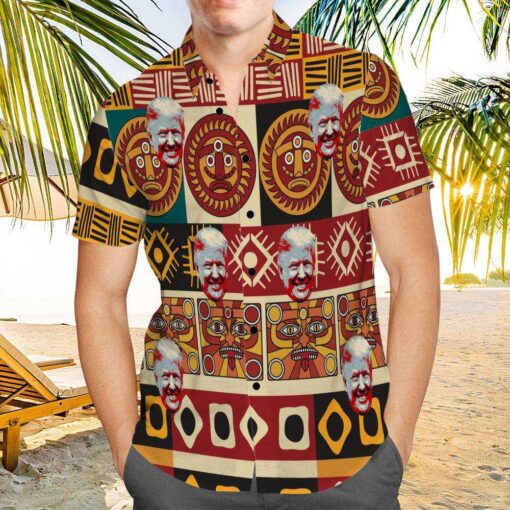 Trump 2024 Hawaiian Shirt Custom Photo Hawaiian Shirt Retro Patterns Hawaiian Shirt