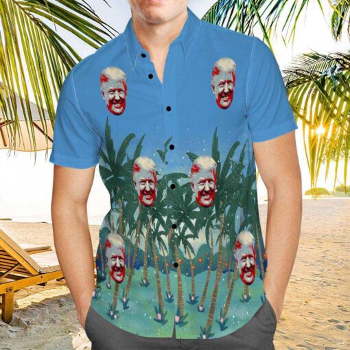 Trump 2024 Hawaiian Shirt Custom Photo Hawaiian Shirt Blue Coconut Grove Hawaiian Shirt