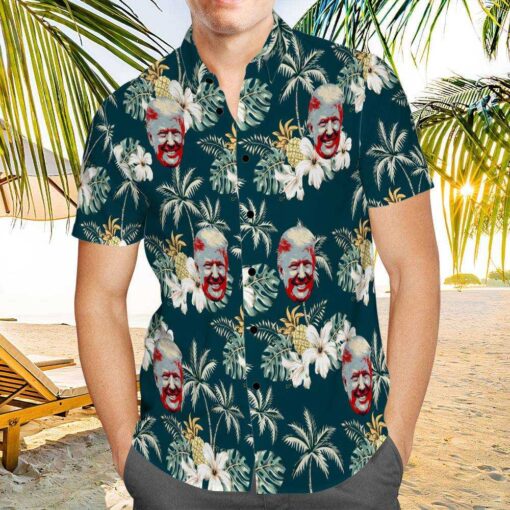 Trump 2024 Hawaiian Shirt Custom Photo Hawaiian Shirt Floral Pattern Hawaiian Shirt