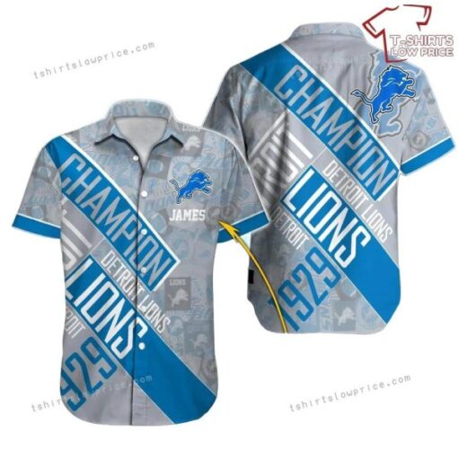 Detroit Lions Hawaiian Shirt NFL Football Personalized Cheap Button Up Hawaiian Shirt