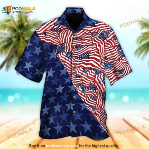 Unisex USA Flag Shirt For Independence Day Bia Funny Hawaiian Shirt