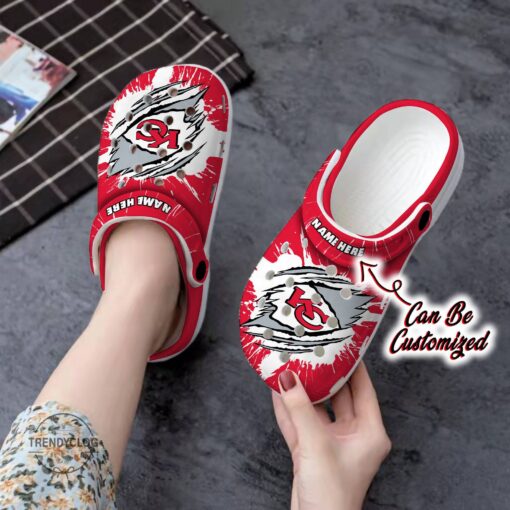 Chiefs Crocs Personalized KC Chiefs Football Ripped Claw Clog Shoes