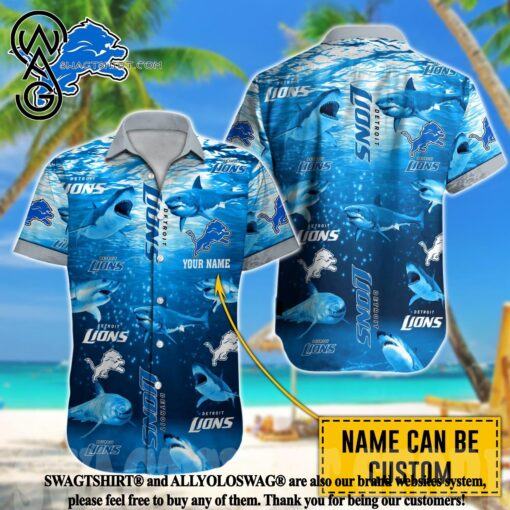 Detroit Lions NFL sea deep Custom name 3D Hawaiian Shirt