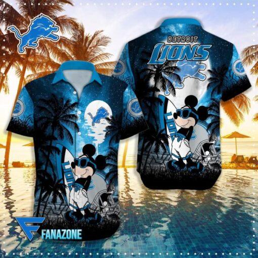 Detroit Lions NFL X Mickey surfer Hawaiian Shirt