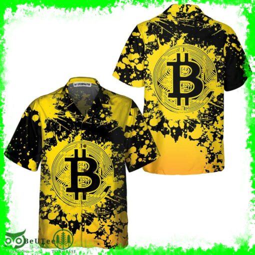 Bitcoin Cryptocurrency Hawaiian Shirt Yellow And Black BTC