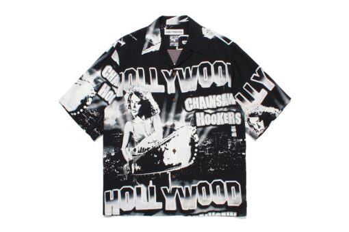 80s Horror Film Hollywood Chainsaw Hookers hawaiian shirt - black edition