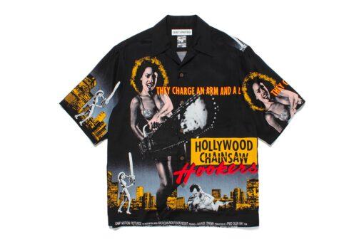 80s Horror Film Hollywood Chainsaw Hookers hawaiian shirt v2 - black edition