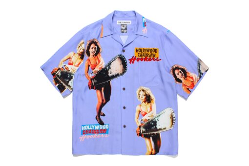 80s Horror Film Hollywood Chainsaw Hookers hawaiian shirt v3 - blue edition