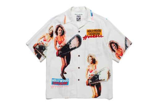 80s Horror Film Hollywood Chainsaw Hookers hawaiian shirt v3 - white edition