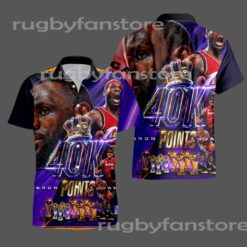 Los Angeles Lakers LeBron James the king 40.000 career points NBA hawaiian shirt