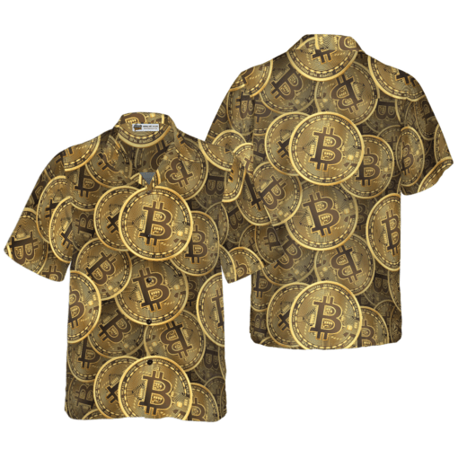 Realistic Seamless Bitcoin Cryptocurrency Hawaiian Shirt