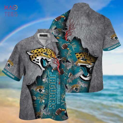 Nfl Jacksonville Jaguars Grey Teal Trendy Hawaiian Shirt Aloha Shirt