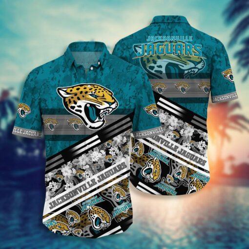 NFL Jacksonville Jaguars Teal Flower Hawaiian Shirt