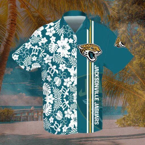 Nfl Jacksonville Jaguars Teal Flower Trendy Hawaiian Shirt Aloha Shirt