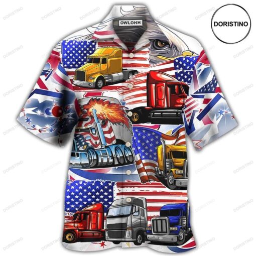 Truck Usa Flag Independence Day Awesome Hawaiian Shirt