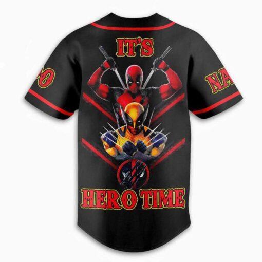 Deadpool And Wolverine Its Hero Time Custom Baseball Jersey