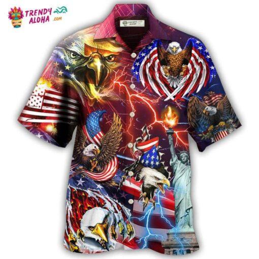 America Independence Day Eagle Lighting Hot Hawaiian Shirt