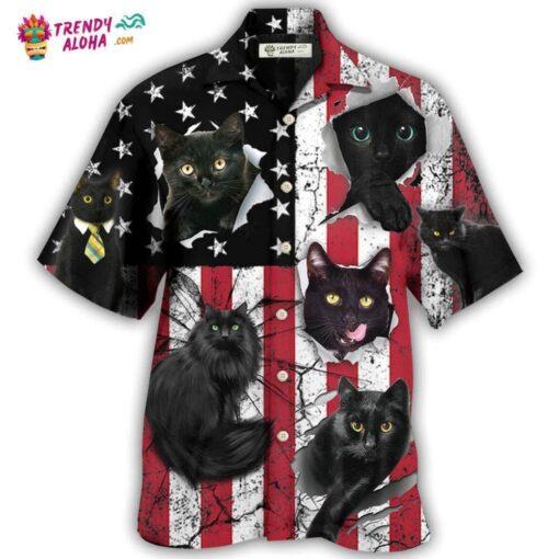 Black Cat Independence Day Hot Hawaiian Shirt