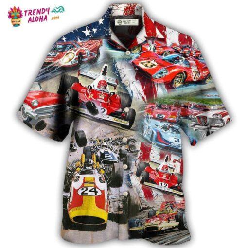 Car Racing Independence Day America Hot Hawaiian Shirt