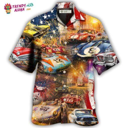 Car Racing Independence Day Hot Hawaiian Shirt
