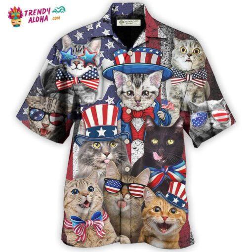Cat Independence Day Funny Hot Hawaiian Shirt
