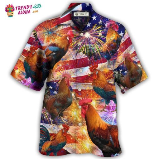 Chicken America Celebrating Independence Day Hot Hawaiian Shirt