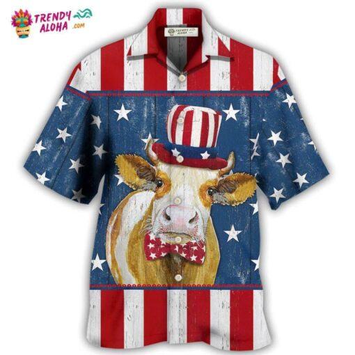 Cow Independence Day Funny Hot Hawaiian Shirt