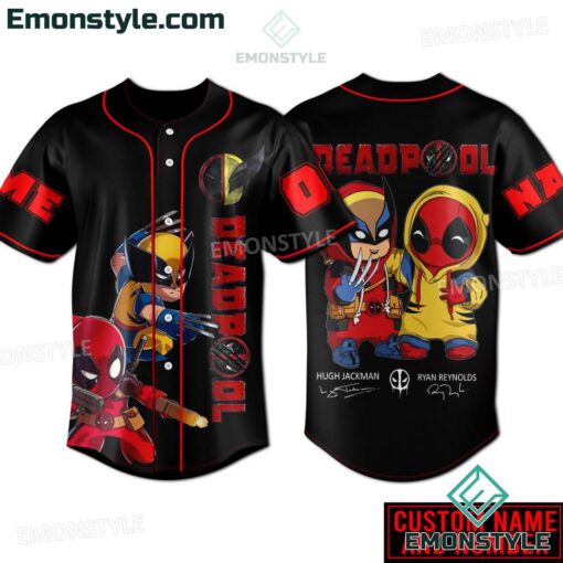 Marvel xmen Deadpool And Wolverine chibi cute Custom Baseball Jersey
