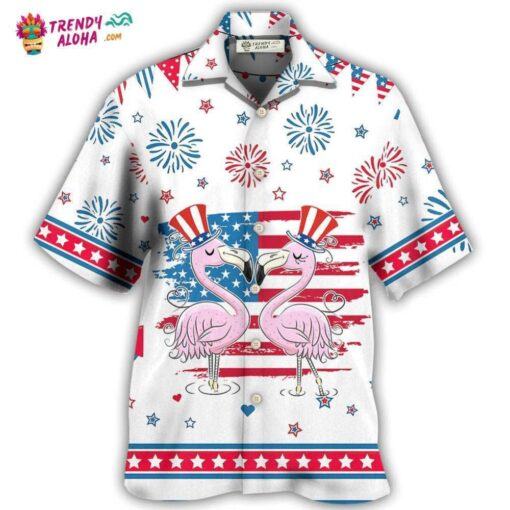 Flamingo Independence Day Star America Hot Hawaiian Shirt