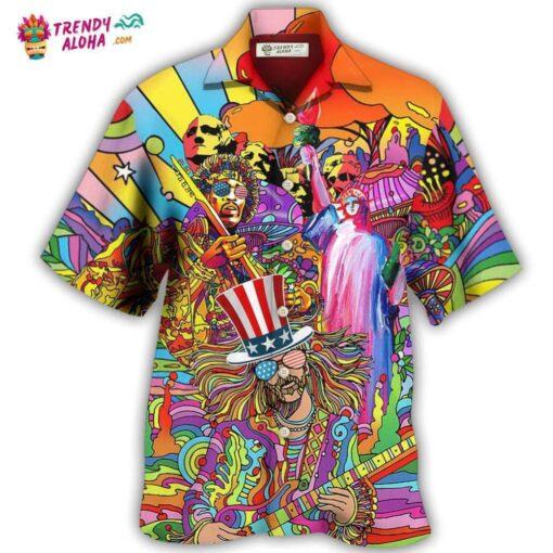 Hippie Independence Day America Cool Hot Hawaiian Shirt