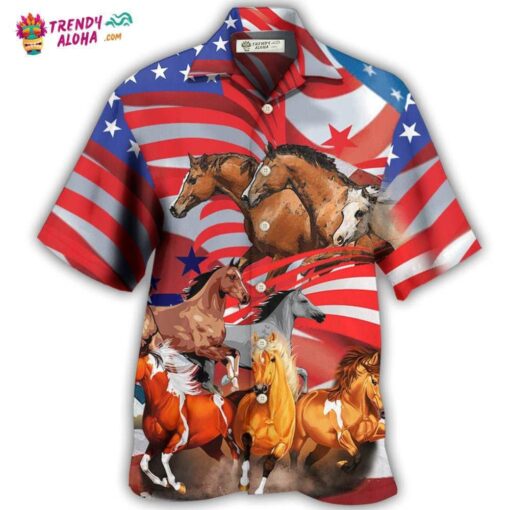 Horse Independence Day America Hot Hawaiian Shirt
