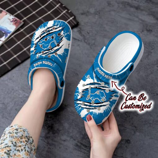 Lions Crocs Personalized DLions Football Ripped Claw Clog Shoes