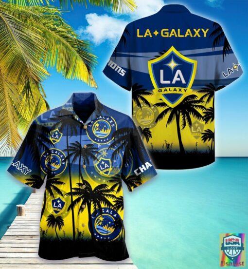 Mls La Galaxy Coconut Tree Beach Trendy Hot Hawaiian Shirt Aloha Shirt